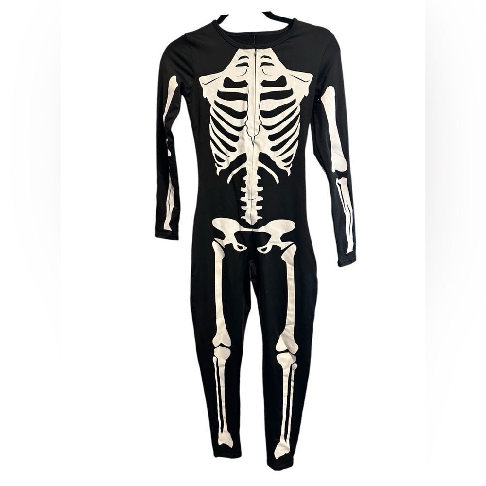 NWT Tipsy Elves Form Fitting Skelton Full Zip Bodysuit Halloween Cosplay- Size M - Picture 8 of 10